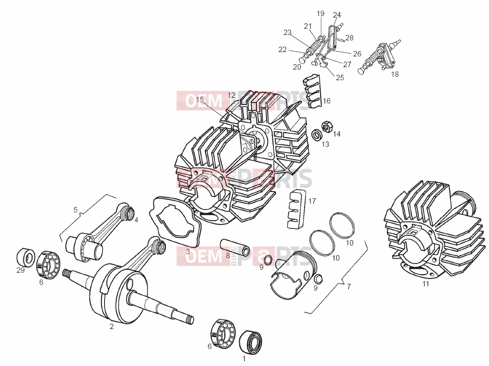 derbi Variant Start-Courier 50 Tables » Cylinder - Head - Piston