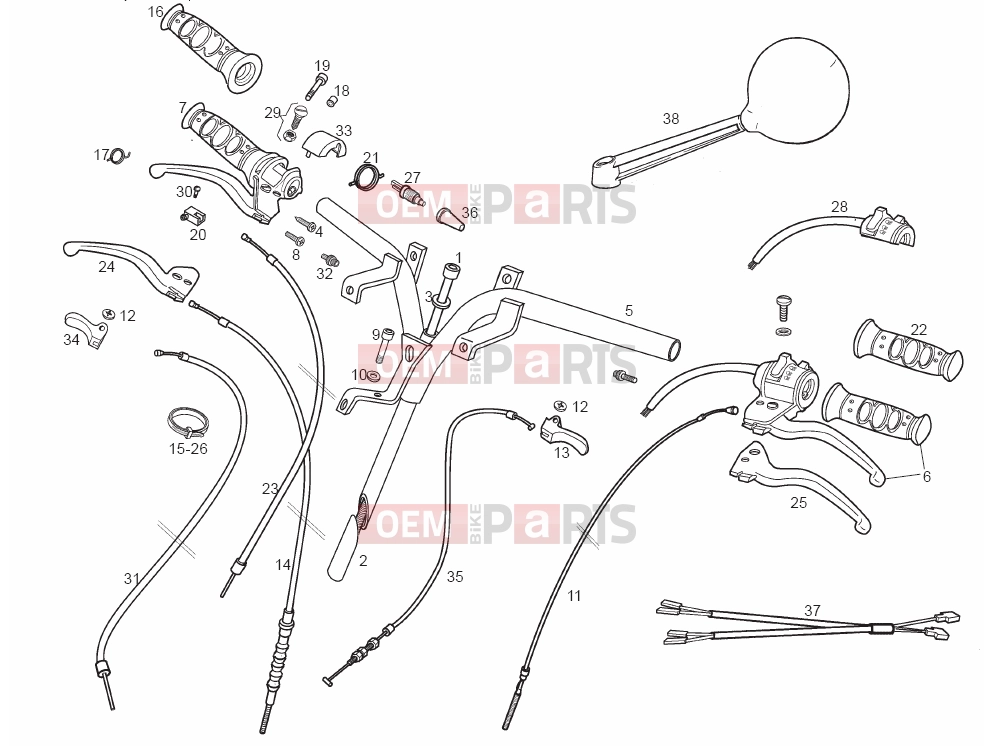 derbi Variant Start-Courier 50 Tables » Handlebar - Controls