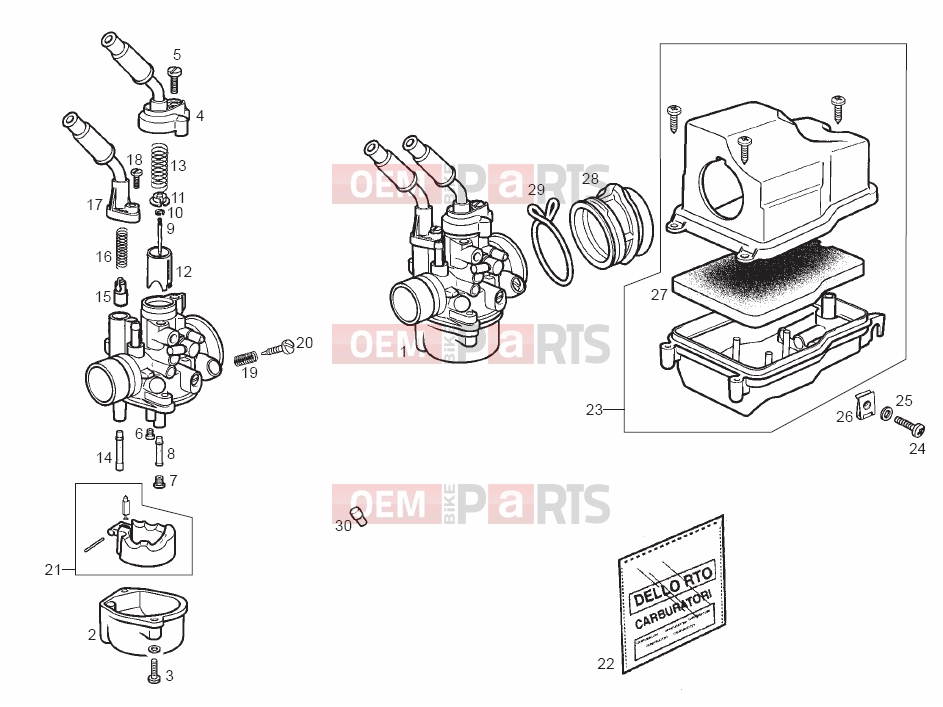 derbi Variant Start-Courier 50 Tables » Carburettor