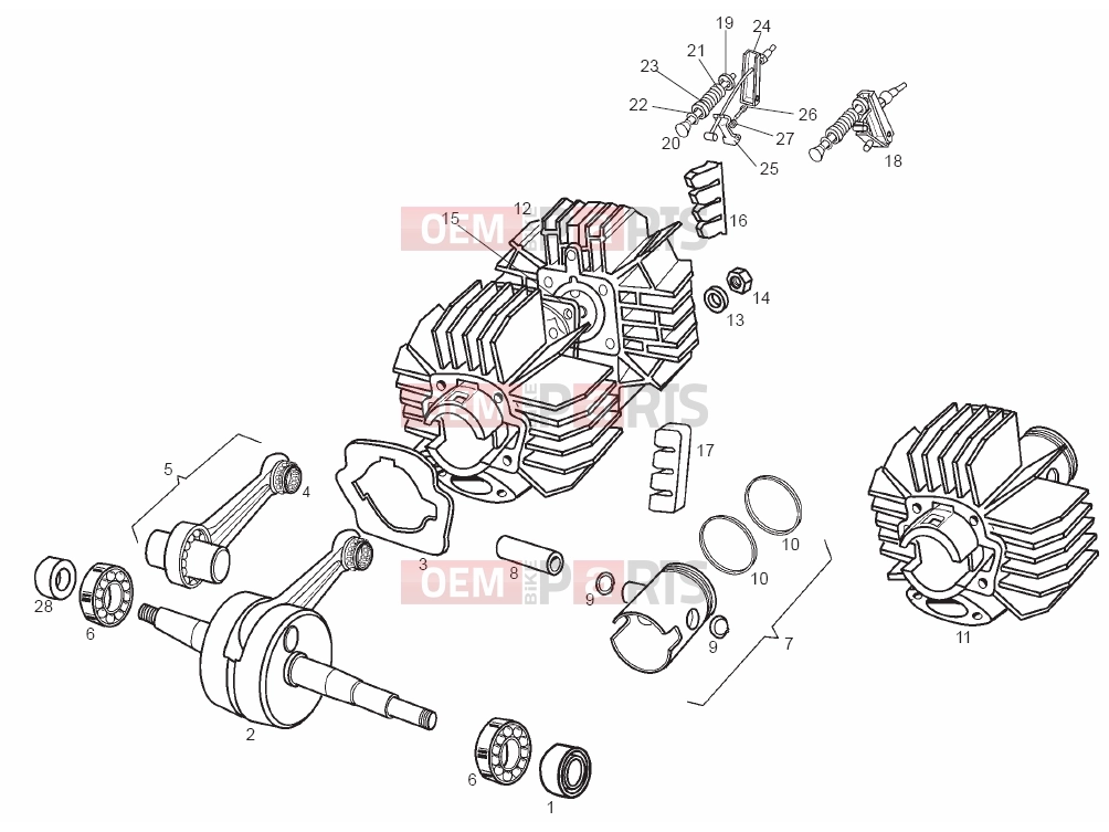 derbi Variant Start-Courier 50 Tables » Cylinder - Head - Piston