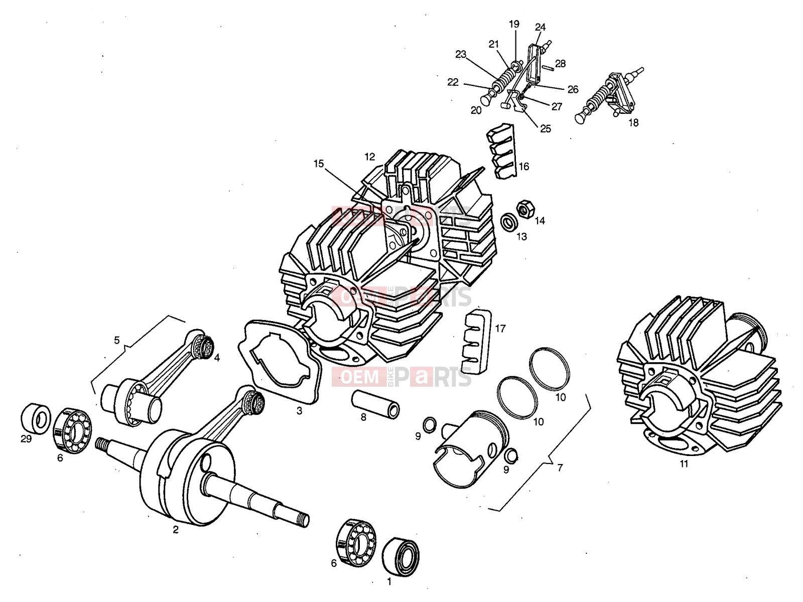 derbi Variant Start-Stop 50 Tables » Cylinder - Head - Piston