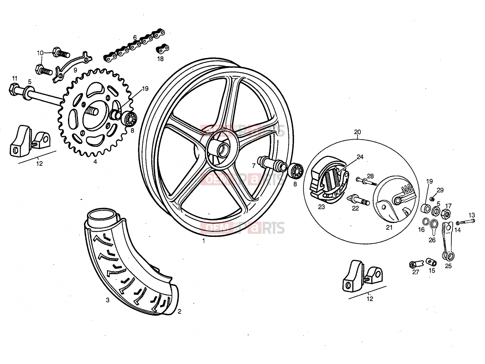 derbi Variant Start-Stop 50 Tables » Rear wheel