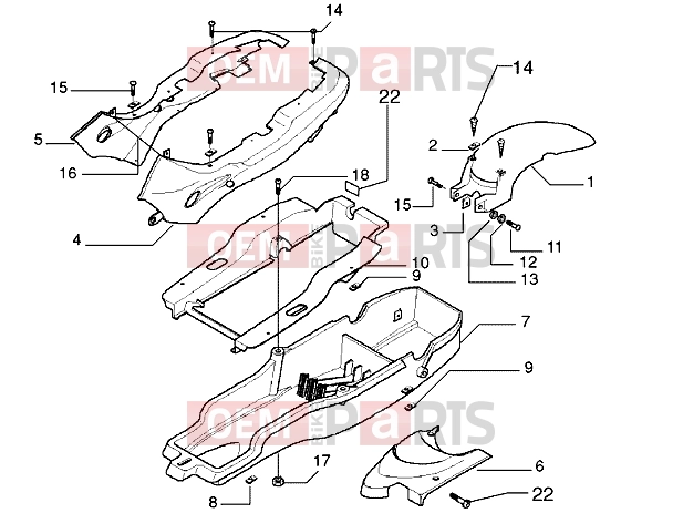gilera DNA 125 Chassis » Rear mudguard-undersaddle