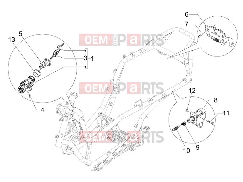 gilera 2007 Fuoco 500 Frame - Plastic parts - Coachwork » Locks