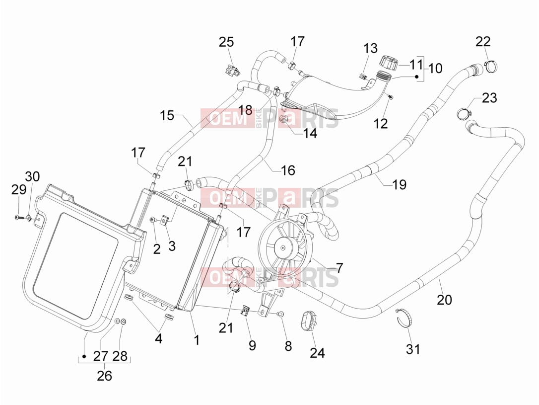 gilera 2012 Fuoco 500 Frame - Plastic parts - Coachwork » Cooling system