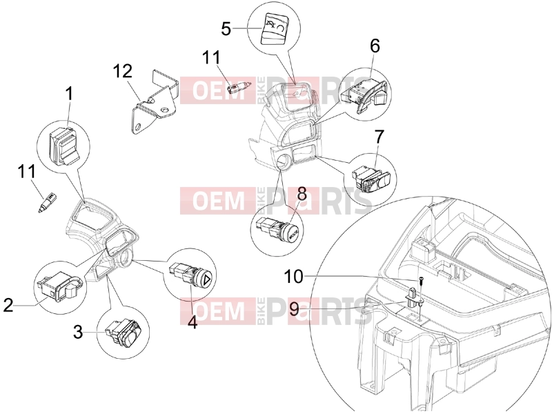 gilera 2012 Fuoco 500 Electrical system » Selectors - Switches - Buttons