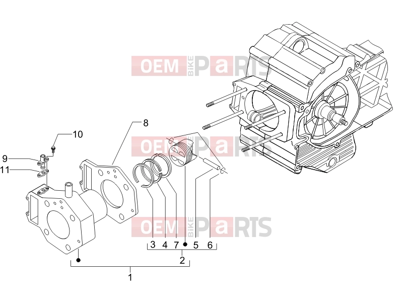 gilera 2013 Fuoco 500 Engine » Cylinder-piston-wrist pin unit
