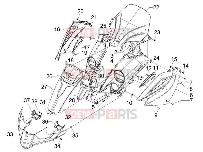 gilera 2013 Fuoco 500 Frame - Plastic parts - Coachwork » Front shield