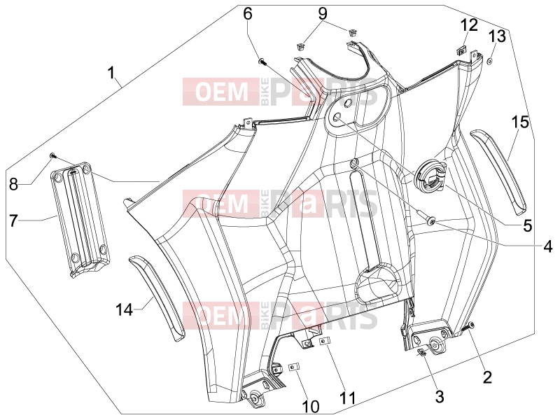gilera 2014 Fuoco 500 Frame - Plastic parts - Coachwork » Front glove-box - Knee-guard panel