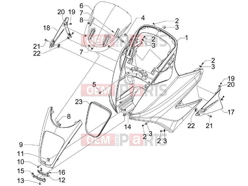 gilera 2007 GP 800 Frame - Plastic parts - Coachwork » Front shield