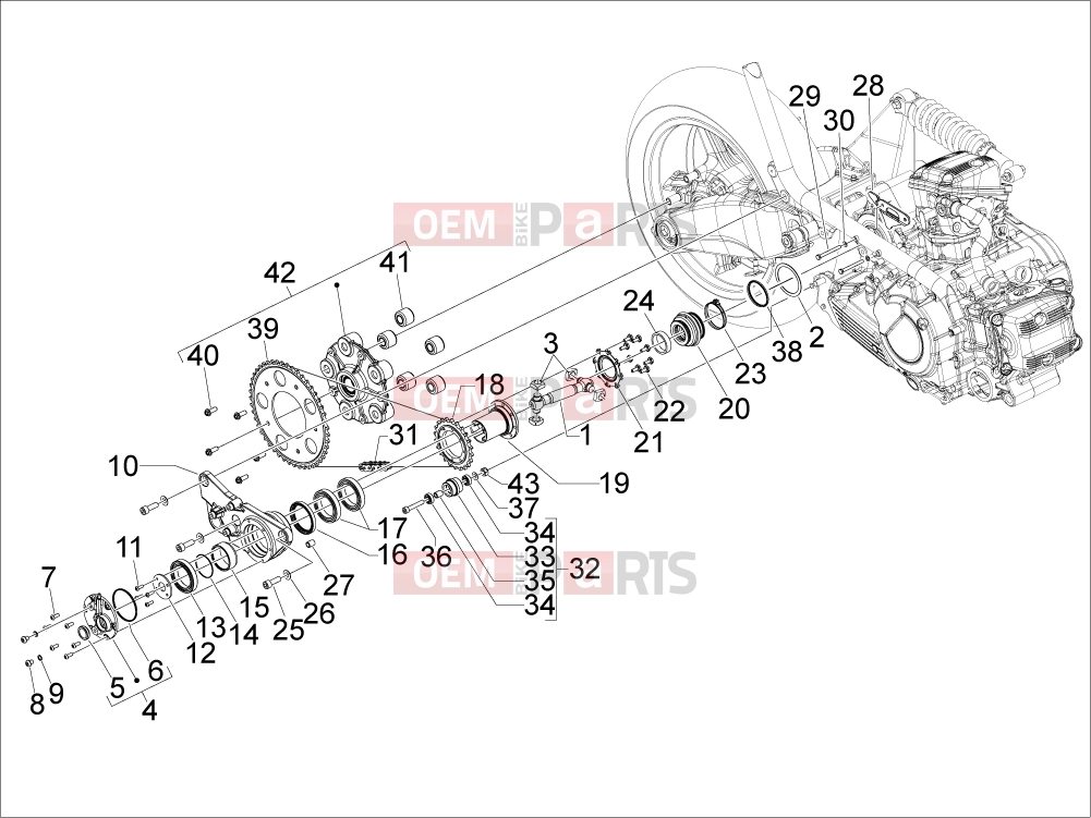 gilera 2010 GP 800 Engine » Transmission assembly