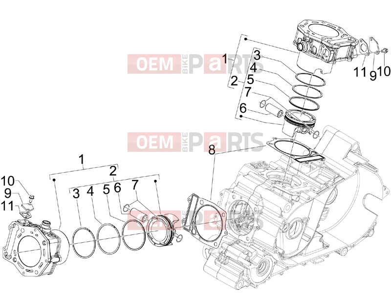 gilera 2009 GP 800 Centenario Engine » Cylinder-piston-wrist pin unit