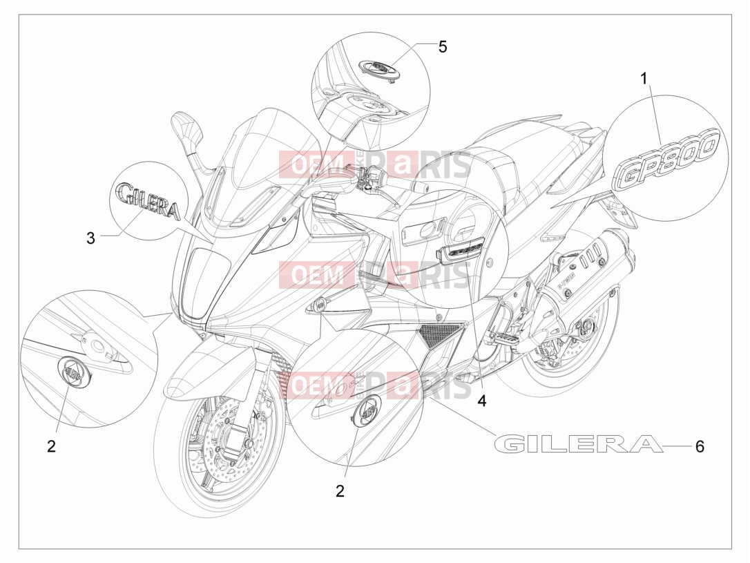 gilera 2009 GP 800 Centenario Frame - Plastic parts - Coachwork » Plates - Emblems