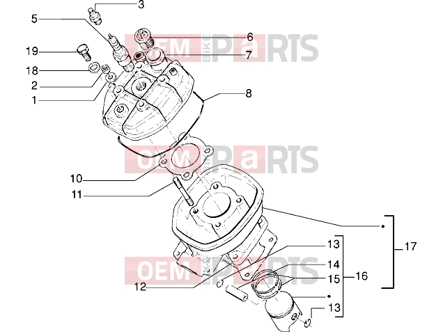 gilera GSM Engine » Head-cylinder-piston