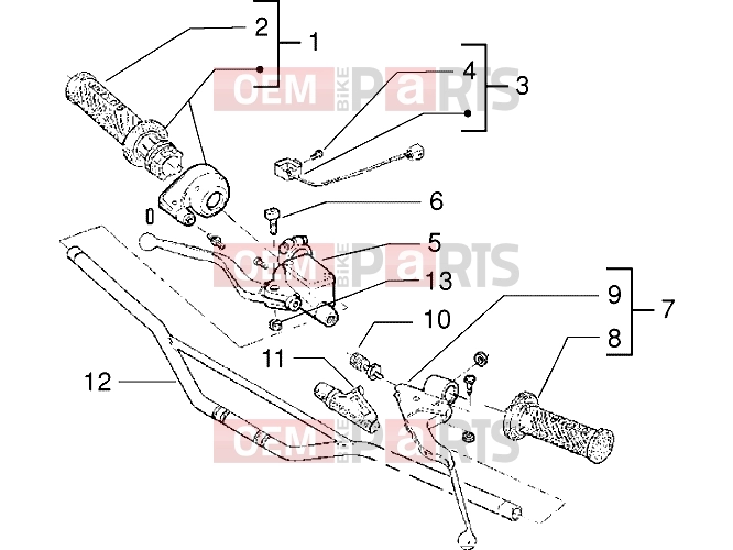 gilera H@k Handlebars » Handlebars component parts
