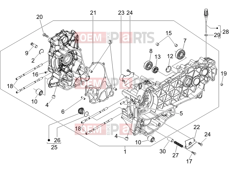 gilera 2006 Nexus 250 SP Engine » Crankcase