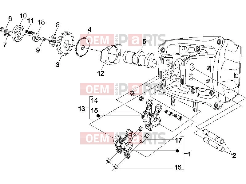 gilera 2006 Nexus 500 SP Engine » Rocking levers support unit