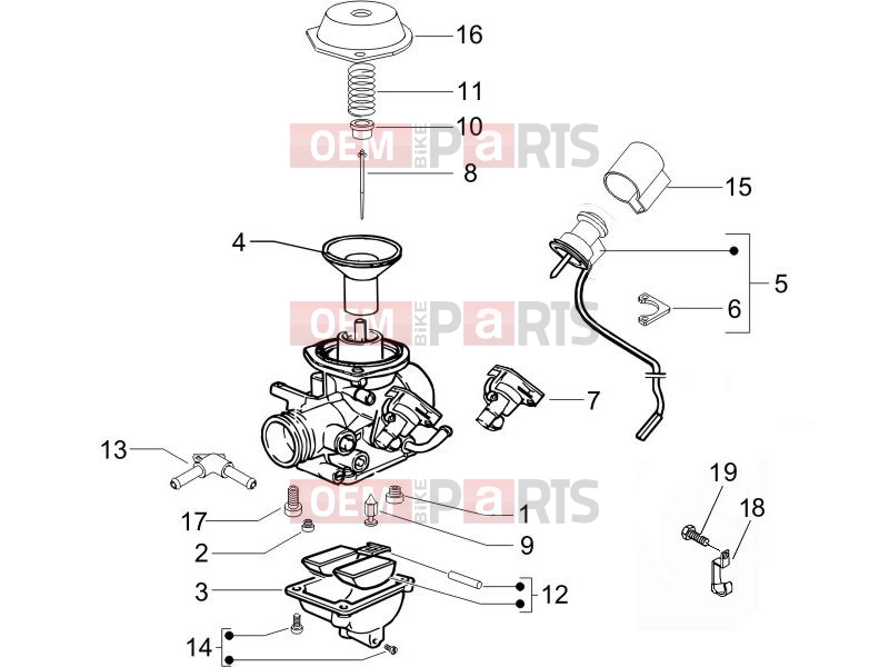 gilera 2007 Oregon 250 Engine » Carburetor's components