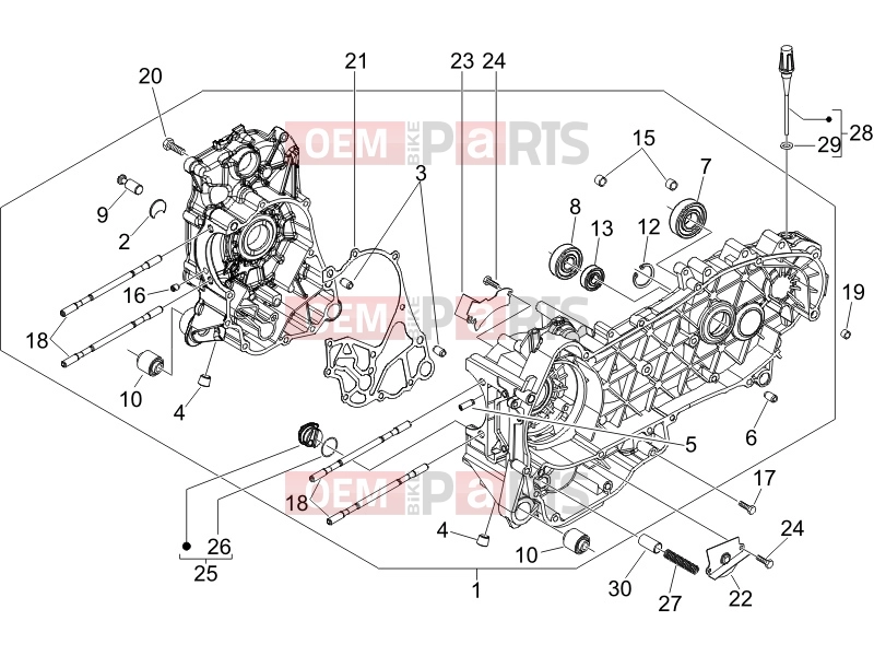gilera 2008 Oregon 250 Engine » Crankcase