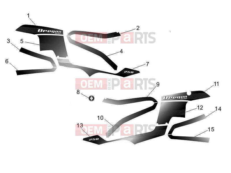 gilera 2009 Oregon 250 Frame - Plastic parts - Coachwork » Plates - Emblems