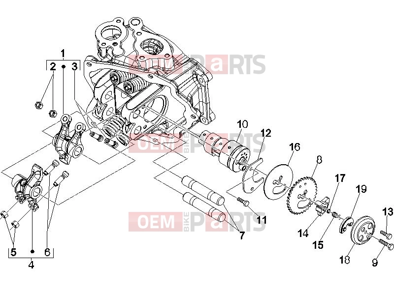 gilera 2009 Oregon 250 Engine » Rocking levers support unit