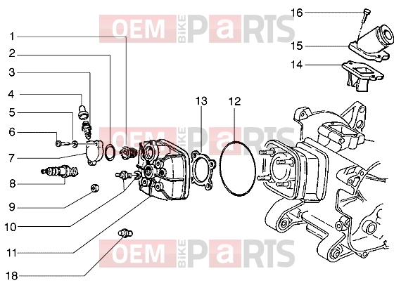 gilera Runner 50 2T Engine » Cylinder head and induction pipe