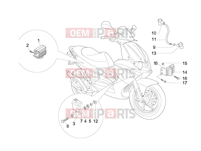 gilera 2011 Runner 50 Pure Jet Electrical system » Voltage Regulators - Electronic Control Units (ecu) - H.T. Coil