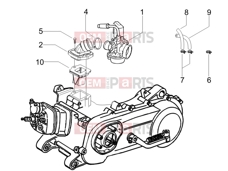 gilera 2006 Runner 50 SP -SC- Engine » Carburettor, assembly - Union pipe