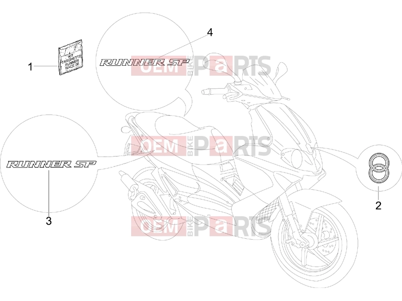gilera 2007 Runner 50 SP -SC- Frame - Plastic parts - Coachwork » Plates - Emblems