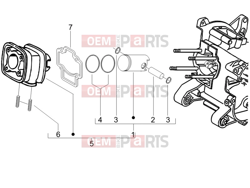 gilera 2011 Runner 50 SP Engine » Cylinder-piston-wrist pin unit