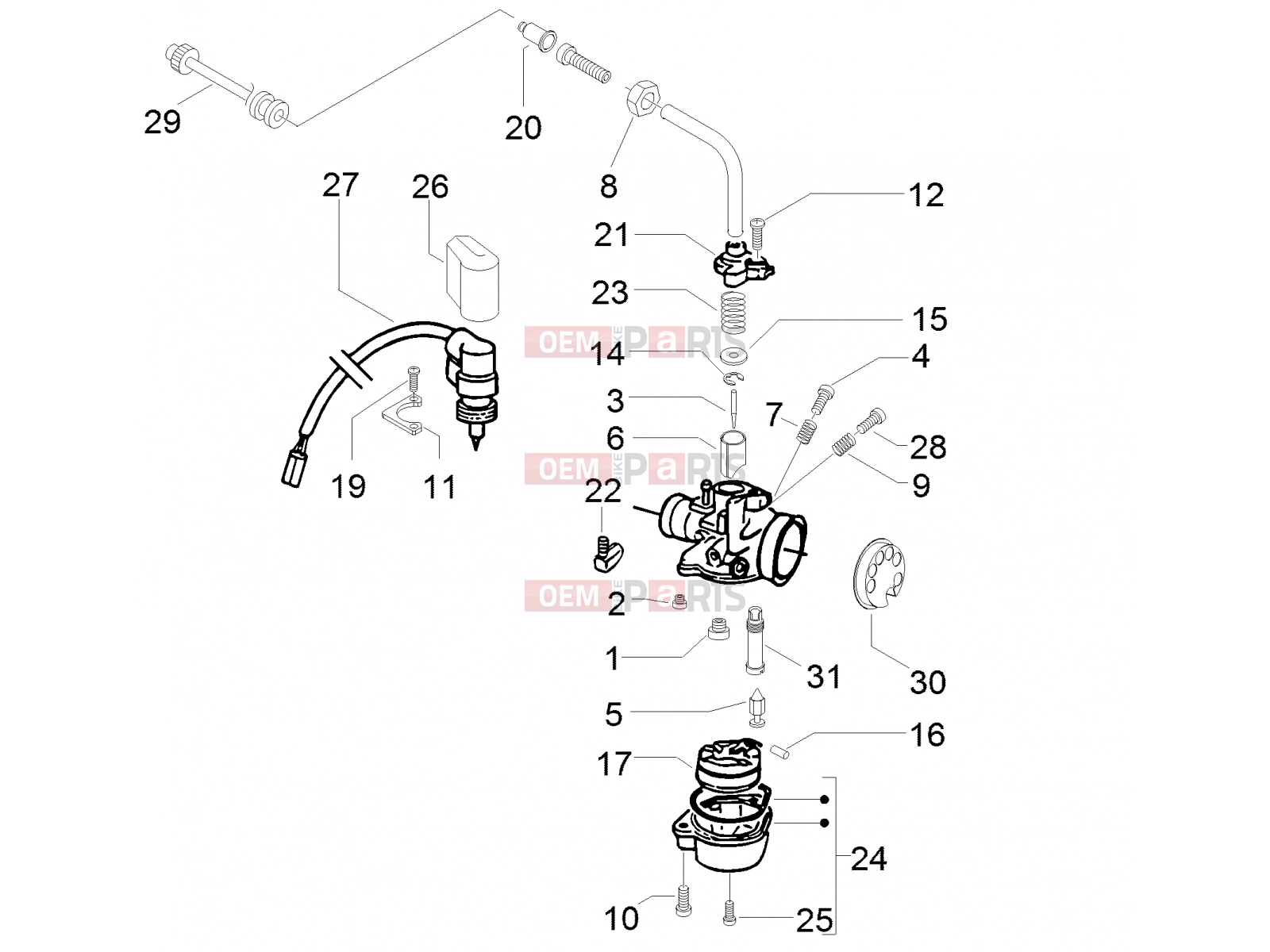 gilera 2017 Runner 50 SP Engine » Carburetor's components