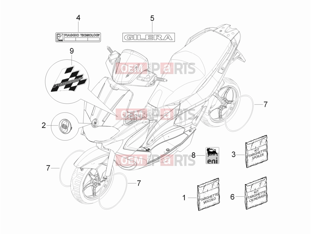 gilera 2018 Runner 50 SP Frame - Plastic parts - Coachwork » Plates - Emblems