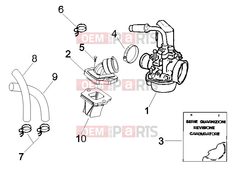 gilera 2006 Runner 50 SP Engine » Carburettor, assembly - Union pipe