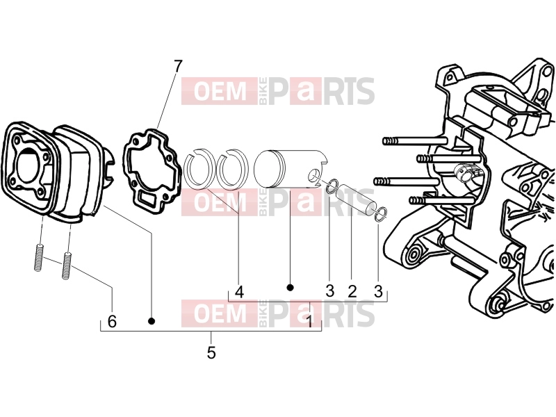gilera 2007 Runner 50 SP Engine » Cylinder-piston-wrist pin unit
