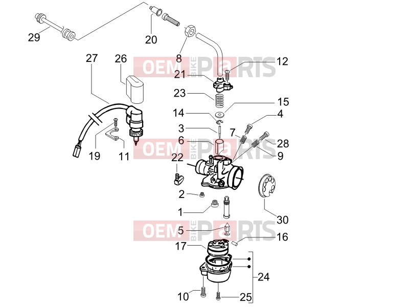gilera 2008 Runner 50 SP Engine » Carburetor's components