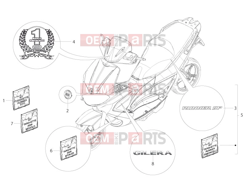 gilera 2009 Runner 50 SP Frame - Plastic parts - Coachwork » Plates - Emblems