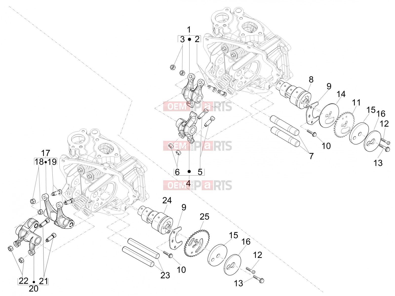 gilera 2010 Runner 125 ST 4T Engine » Rocking levers support unit