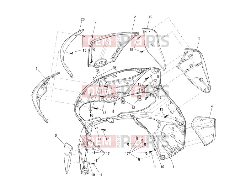 gilera 2017 Runner 125 ST 4T Frame - Plastic parts - Coachwork » Front shield