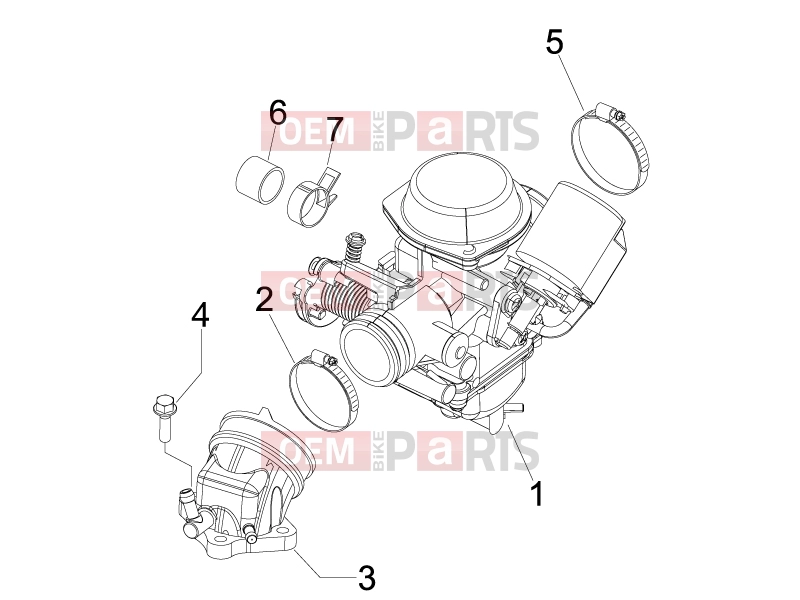 gilera 2009 Runner 200 ST 4T Engine » Carburettor, assembly - Union pipe