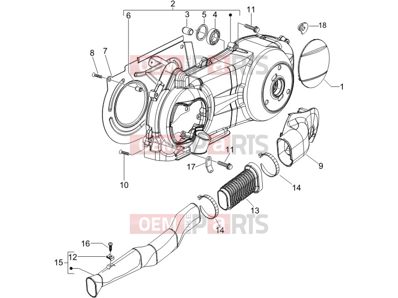 gilera 2011 Runner 200 ST 4T Engine » Crankcase cover - Crankcase cooling