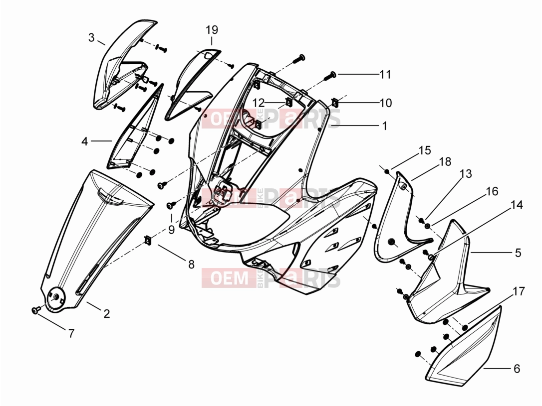 gilera 2011 Runner 200 ST 4T Frame - Plastic parts - Coachwork » Front shield
