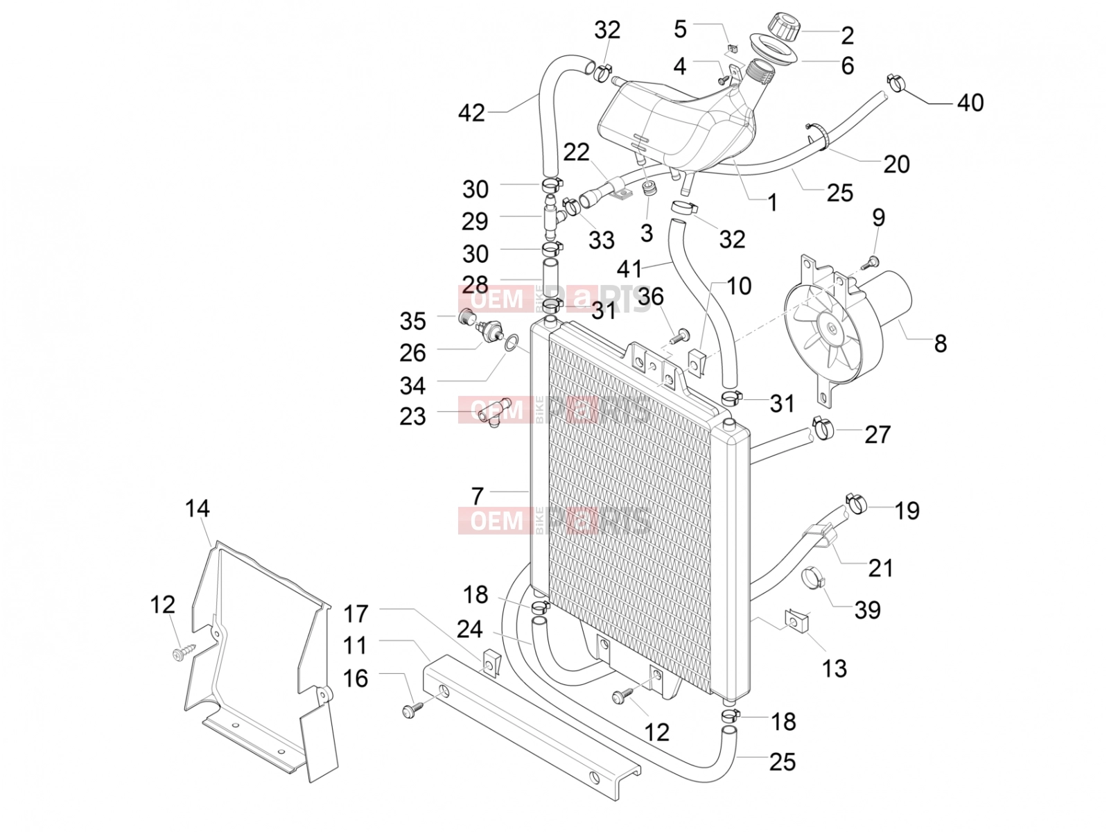 gilera 2012 Runner 200 ST 4T Frame - Plastic parts - Coachwork » Cooling system