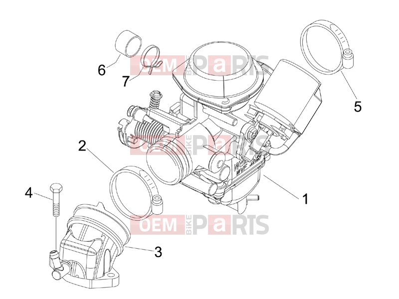 gilera 2007 Runner 125 VX 4T Engine » Carburettor, assembly - Union pipe