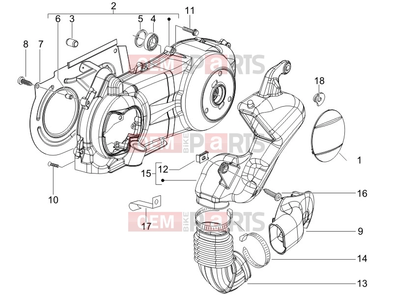gilera 2007 Runner 125 VX 4T Engine » Crankcase cover - Crankcase cooling