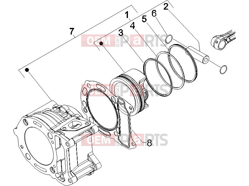 gilera 2007 Runner 125 VX 4T Engine » Cylinder-piston-wrist pin unit