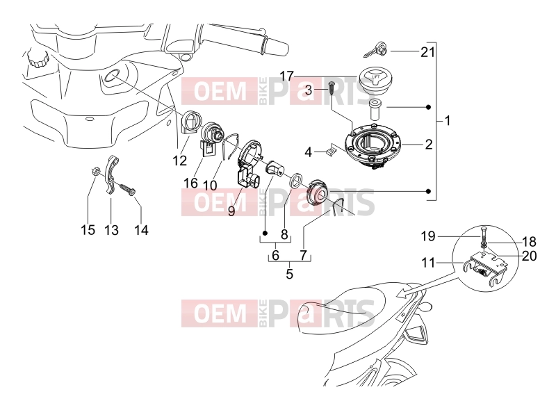 gilera 2007 Runner 125 VX 4T Frame - Plastic parts - Coachwork » Locks