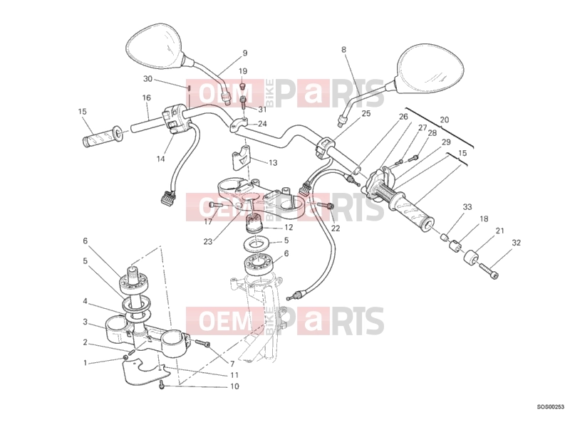 DUCATI 2008 Monster S2R 1000 HANDLEBAR » HANDLE BAR