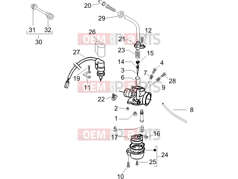 gilera 2005 Stalker 50 Engine » Carburetor's components