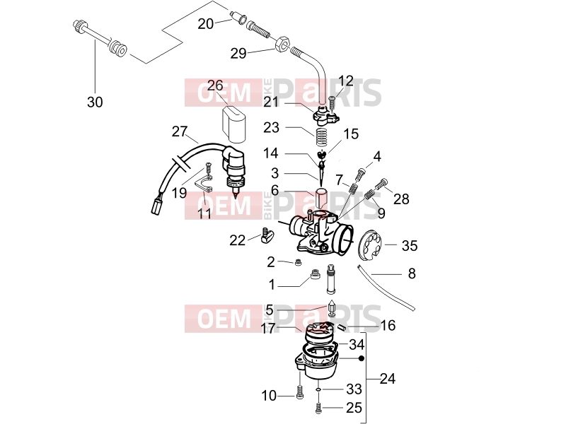 gilera 2007 Stalker 50 Engine » Carburetor's components