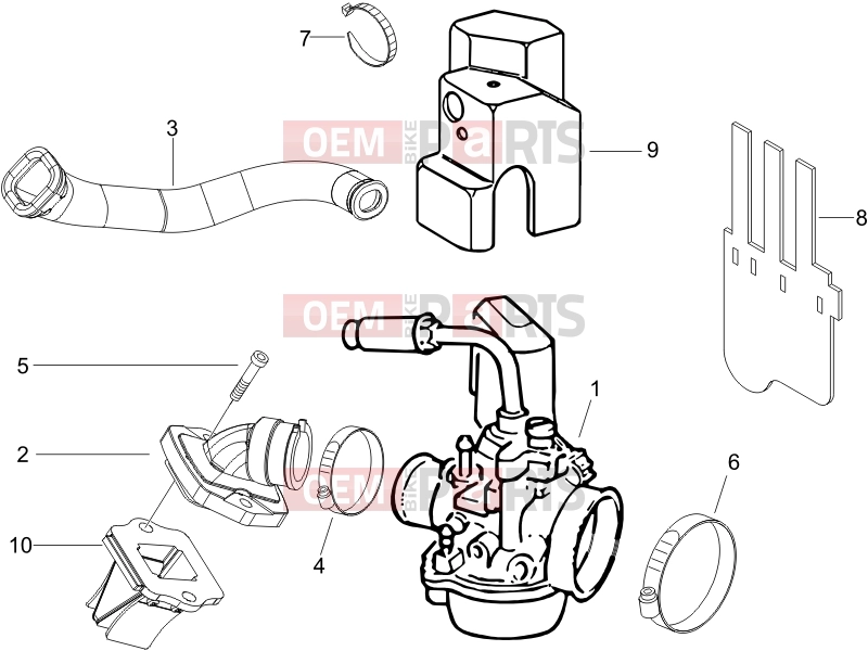 gilera 2008 Stalker 50 Engine » Carburettor, assembly - Union pipe